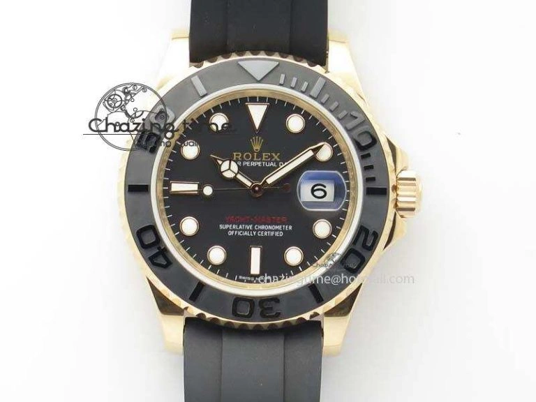 Yacht-Master 116655 JF 1:1 Best Edition Black Ceramic Bezel On Black Rubber Strap A2836 (Free Extra Strap)