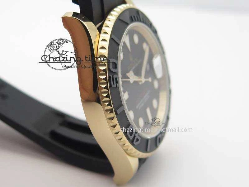 Yacht-Master 116655 JF 1:1 Best Edition Black Ceramic Bezel On Black Rubber Strap A2836 (Free Extra Strap)