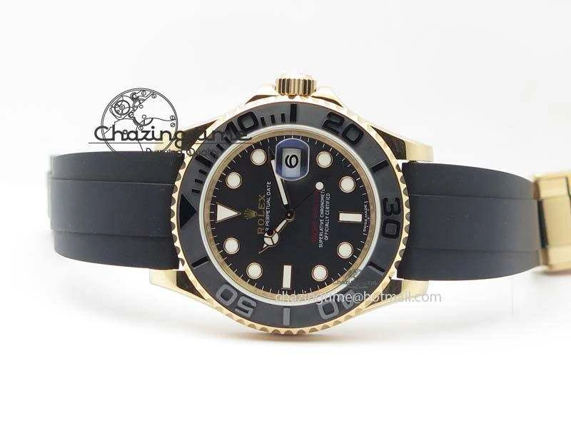Yacht-Master 116655 JF 1:1 Best Edition Black Ceramic Bezel On Black Rubber Strap A2836 (Free Extra Strap)