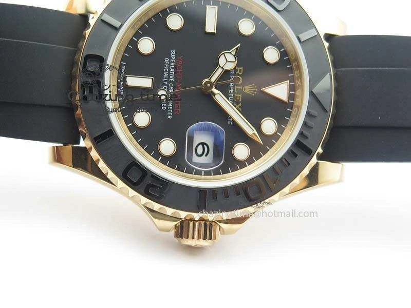 Yacht-Master 116655 JF 1:1 Best Edition Black Ceramic Bezel On Black Rubber Strap A2836 (Free Extra Strap)