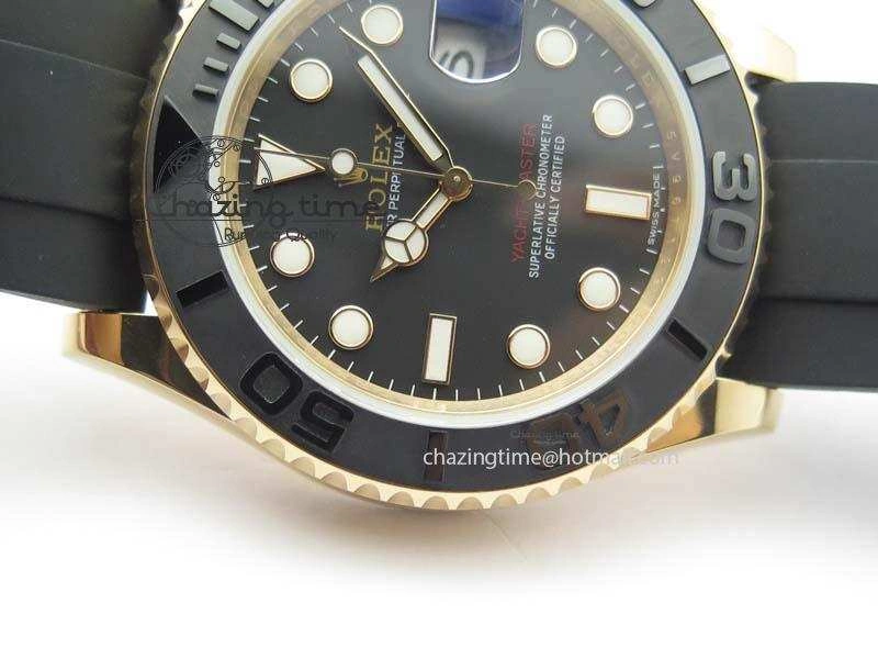 Yacht-Master 116655 JF 1:1 Best Edition Black Ceramic Bezel On Black Rubber Strap A2836 (Free Extra Strap)