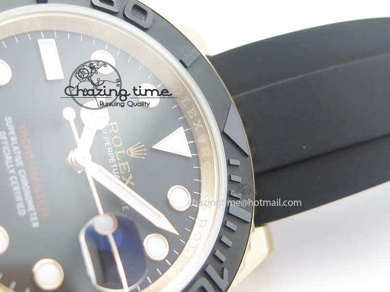 Yacht-Master 116655 JF 1:1 Best Edition Black Ceramic Bezel On Black Rubber Strap A2836 (Free Extra Strap)