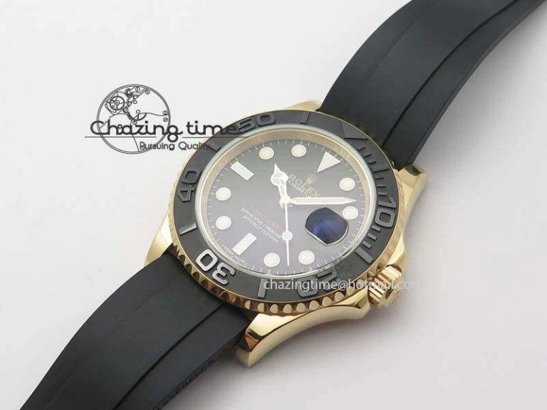 Yacht-Master 116655 JF 1:1 Best Edition Black Ceramic Bezel On Black Rubber Strap A2836 (Free Extra Strap)