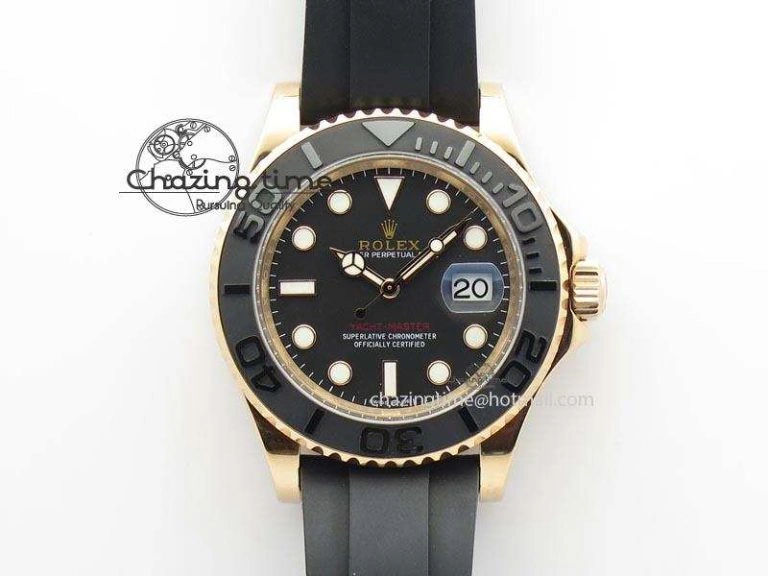 Yacht-Master 116655 Noob 1:1 Best Edition Black Ceramic Bezel On Black Rubber Strap A2836 (Free Extra Strap)
