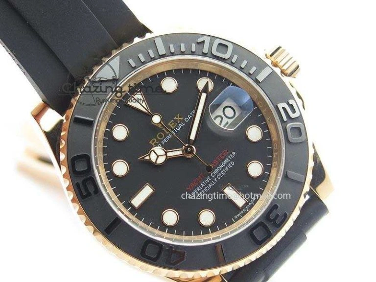 Yacht-Master 116655 Noob 1:1 Best Edition Black Ceramic Bezel On Black Rubber Strap A2836 (Free Extra Strap)