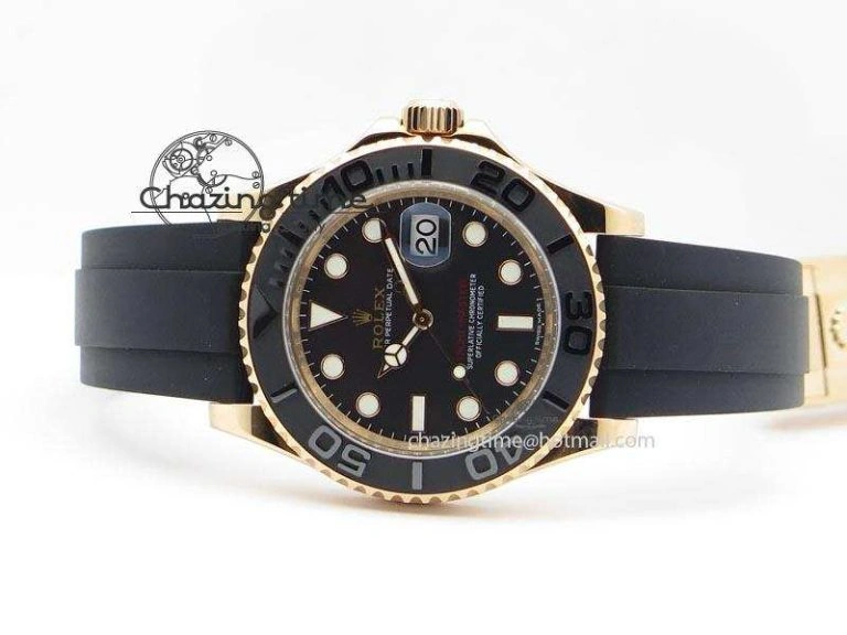 Yacht-Master 116655 Noob 1:1 Best Edition Black Ceramic Bezel On Black Rubber Strap A2836 (Free Extra Strap)
