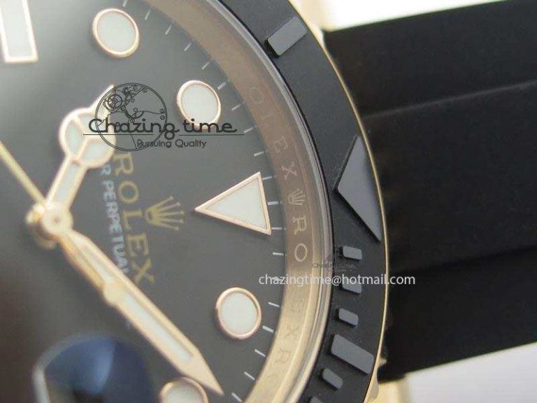 Yacht-Master 116655 Noob 1:1 Best Edition Black Ceramic Bezel On Black Rubber Strap A2836 (Free Extra Strap)