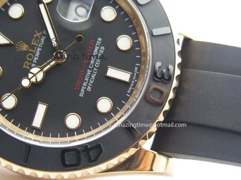 Yacht-Master 116655 Noob 1:1 Best Edition Black Ceramic Bezel On Black Rubber Strap A2836 (Free Extra Strap)