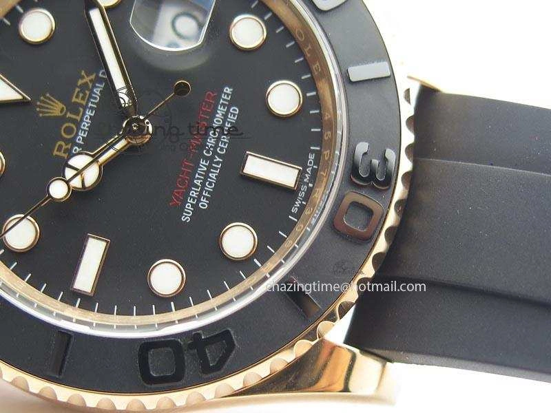 Yacht-Master 116655 Noob 1:1 Best Edition Black Ceramic Bezel On Black Rubber Strap A2836 (Free Extra Strap)