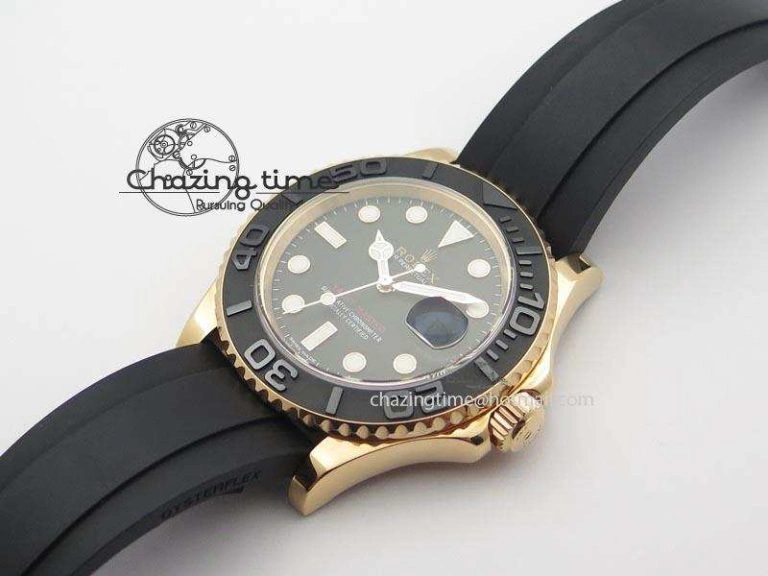 Yacht-Master 116655 Noob 1:1 Best Edition Black Ceramic Bezel On Black Rubber Strap A2836 (Free Extra Strap)