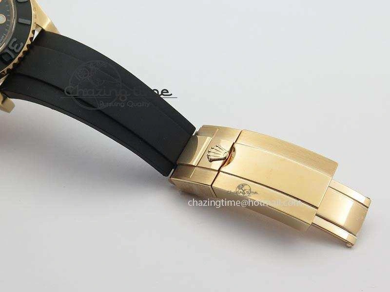 Yacht-Master 116655 Noob 1:1 Best Edition Black Ceramic Bezel On Black Rubber Strap A2836 (Free Extra Strap)