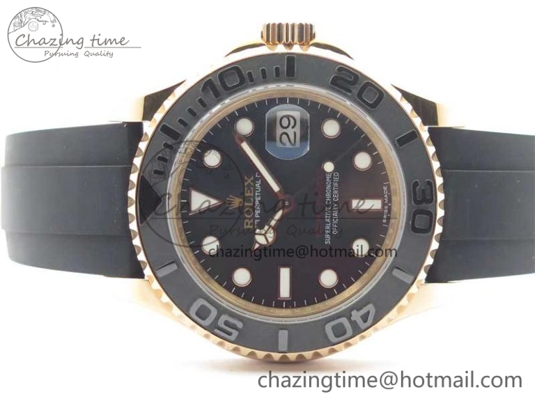 Yacht-Master 116655 RG Bp Maker Best Edition Black Ceramic Bezel on Rubber Strap SA3135