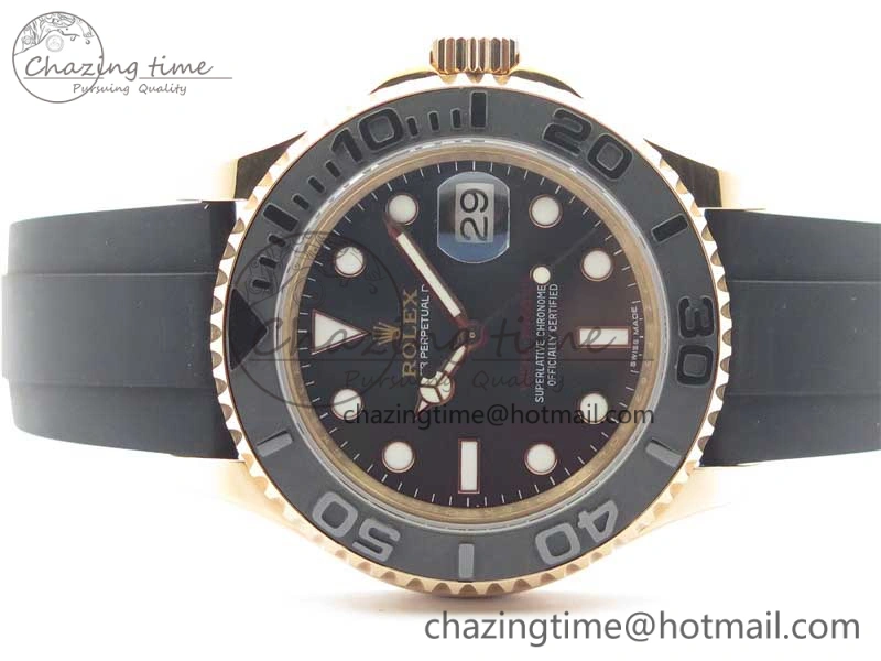 Yacht-Master 116655 RG Bp Maker Best Edition Black Ceramic Bezel on Rubber Strap SA3135