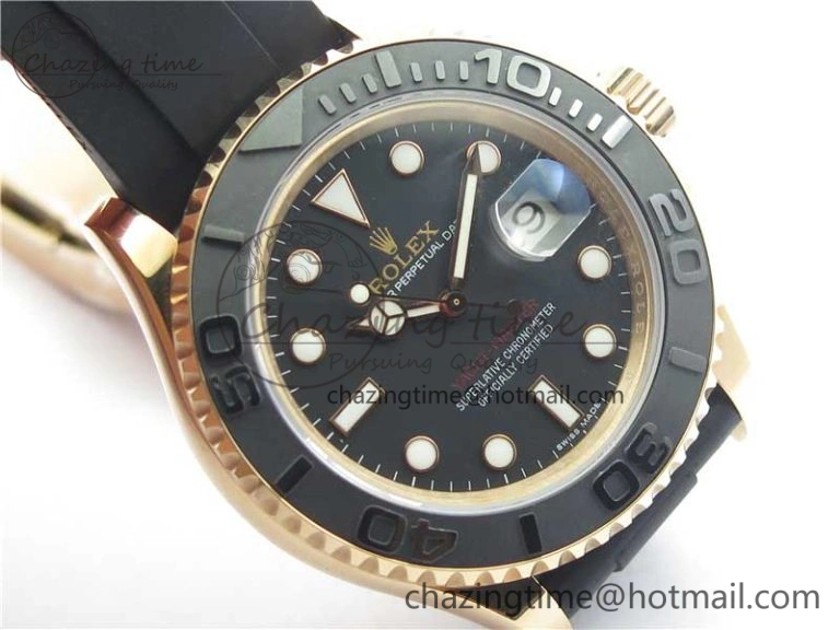 Yacht-Master 116655 RG Bp Maker Best Edition Black Ceramic Bezel on Rubber Strap SA3135