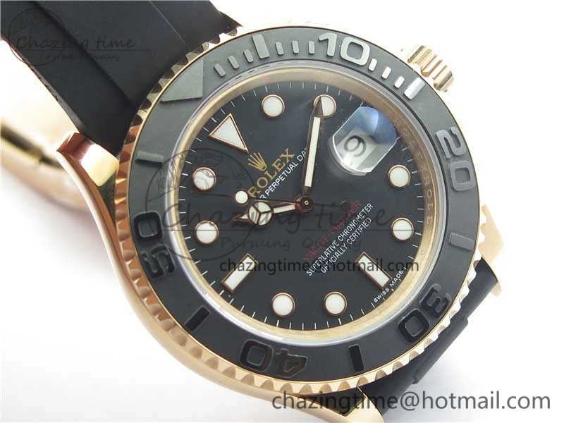 Yacht-Master 116655 RG Bp Maker Best Edition Black Ceramic Bezel on Rubber Strap SA3135