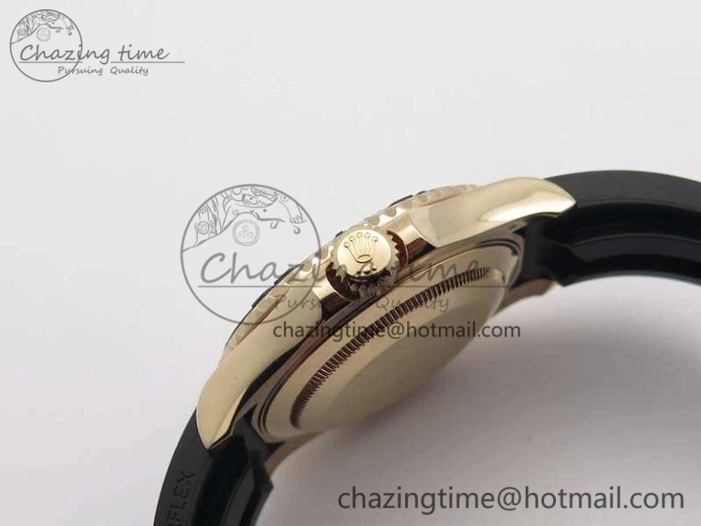 Yacht-Master 116655 RG V9F 1:1 Best Edition Real Ceramic Bezel On Rubber Strap A2836