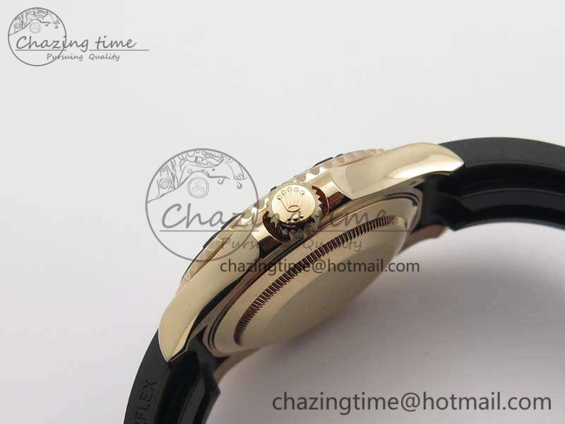Yacht-Master 116655 RG V9F 1:1 Best Edition Real Ceramic Bezel On Rubber Strap A2836