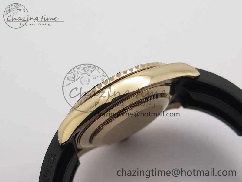 Yacht-Master 116655 RG V9F 1:1 Best Edition Real Ceramic Bezel On Rubber Strap A2836