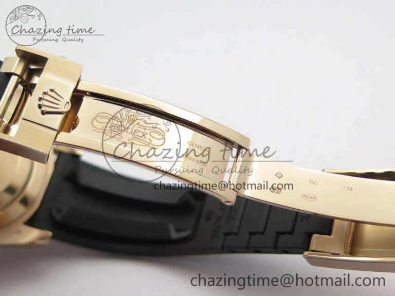 Yacht-Master 116655 RG V9F 1:1 Best Edition Real Ceramic Bezel On Rubber Strap A2836