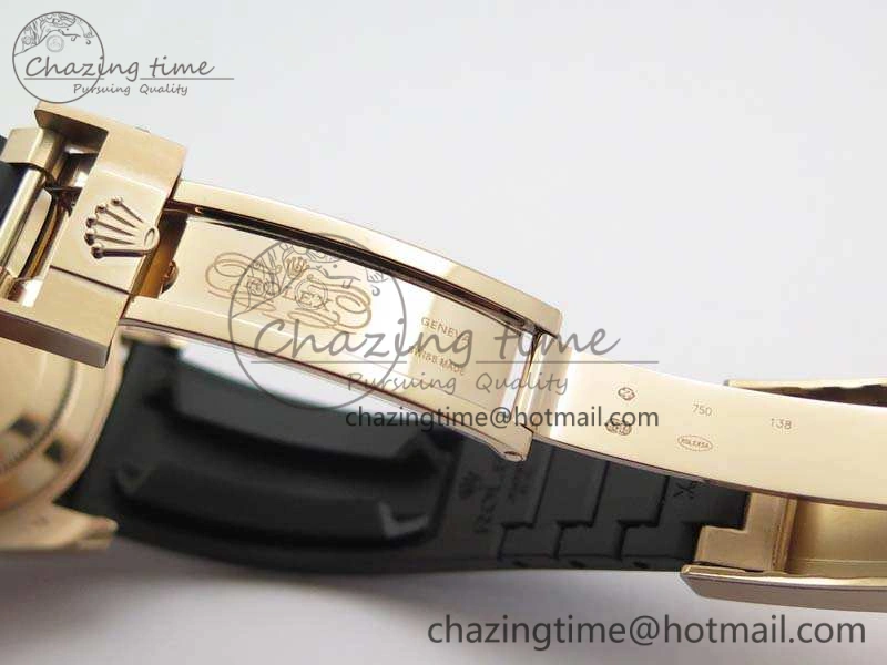 Yacht-Master 116655 RG V9F 1:1 Best Edition Real Ceramic Bezel On Rubber Strap A2836