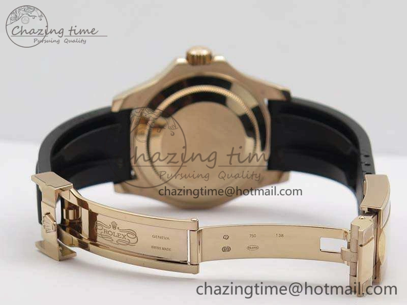 Yacht-Master 116655 RG V9F 1:1 Best Edition Real Ceramic Bezel On Rubber Strap A2836