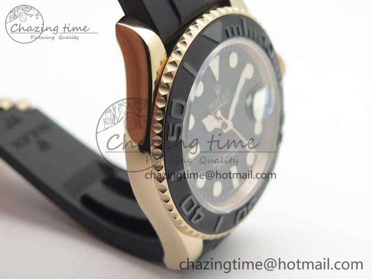 Yacht-Master 116655 RG V9F 1:1 Best Edition Real Ceramic Bezel On Rubber Strap A2836