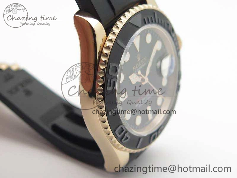 Yacht-Master 116655 RG V9F 1:1 Best Edition Real Ceramic Bezel On Rubber Strap A2836