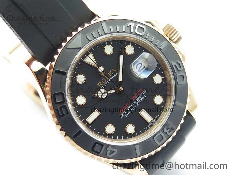 Yacht-Master 116655 RG V9F 1:1 Best Edition Real Ceramic Bezel On Rubber Strap A2836