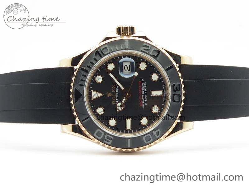 Yacht-Master 116655 RG V9F 1:1 Best Edition Real Ceramic Bezel On Rubber Strap A2836