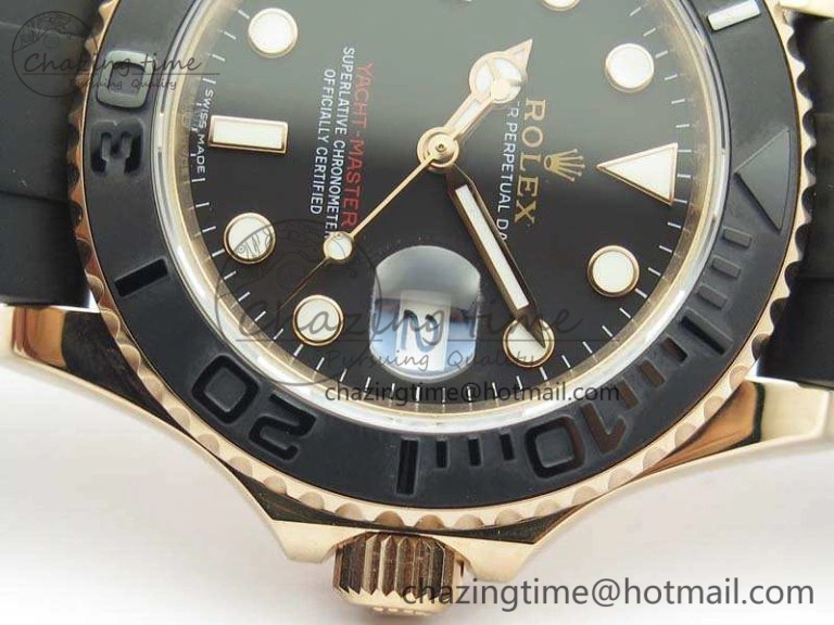 Yacht-Master 116655 RG V9F 1:1 Best Edition Real Ceramic Bezel On Rubber Strap A2836
