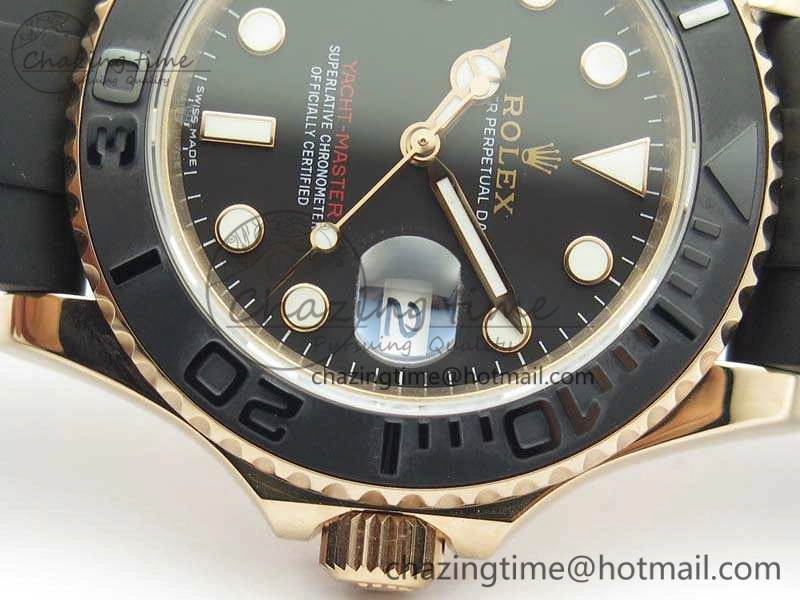 Yacht-Master 116655 RG V9F 1:1 Best Edition Real Ceramic Bezel On Rubber Strap A2836