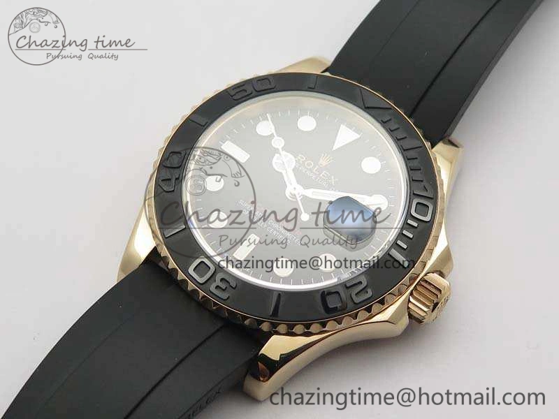 Yacht-Master 116655 RG V9F 1:1 Best Edition Real Ceramic Bezel On Rubber Strap A2836
