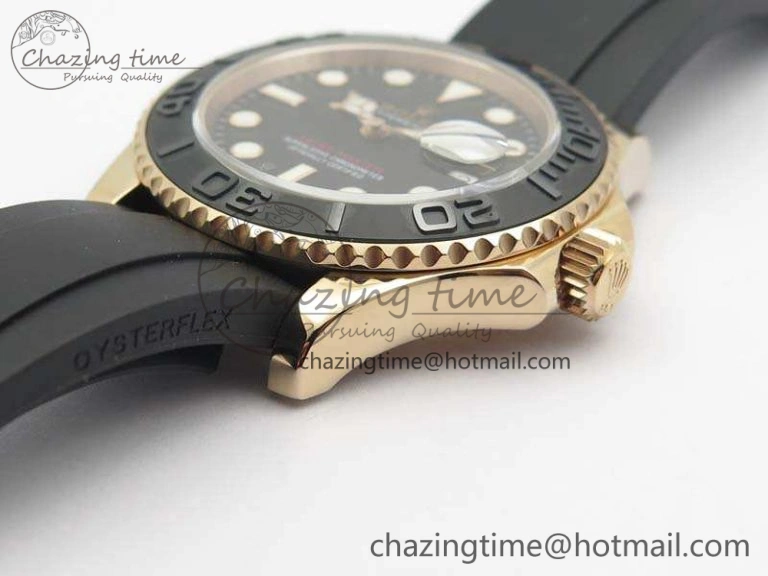 Yacht-Master 116655 RG V9F 1:1 Best Edition Real Ceramic Bezel On Rubber Strap A2836