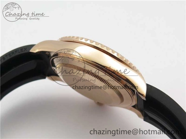 Yacht-Master 116655 RG Wrapped D1F 1:1 Best Edition Black Ceramic Bezel 904L Steel on Oysterflex Rubber Strap A2836