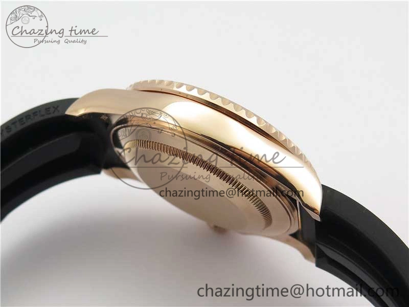 Yacht-Master 116655 RG Wrapped D1F 1:1 Best Edition Black Ceramic Bezel 904L Steel on Oysterflex Rubber Strap A2836
