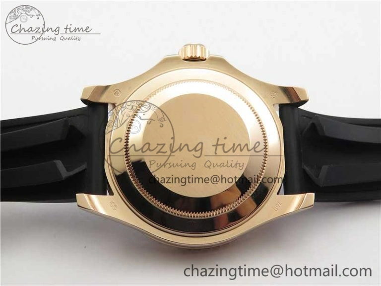 Yacht-Master 116655 RG Wrapped D1F 1:1 Best Edition Black Ceramic Bezel 904L Steel on Oysterflex Rubber Strap A2836