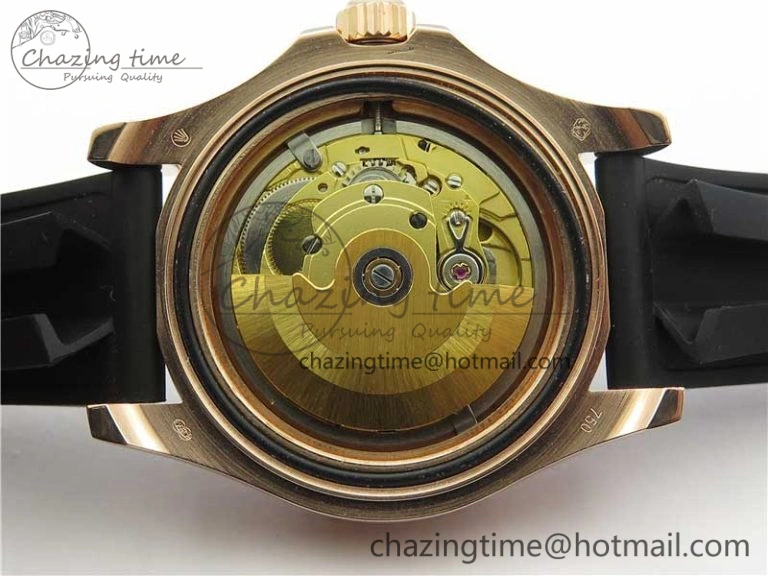 Yacht-Master 116655 RG Wrapped D1F 1:1 Best Edition Black Ceramic Bezel 904L Steel on Oysterflex Rubber Strap A2836
