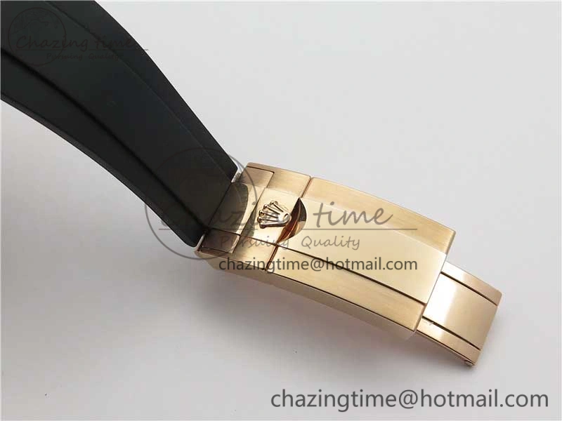 Yacht-Master 116655 RG Wrapped D1F 1:1 Best Edition Black Ceramic Bezel 904L Steel on Oysterflex Rubber Strap A2836