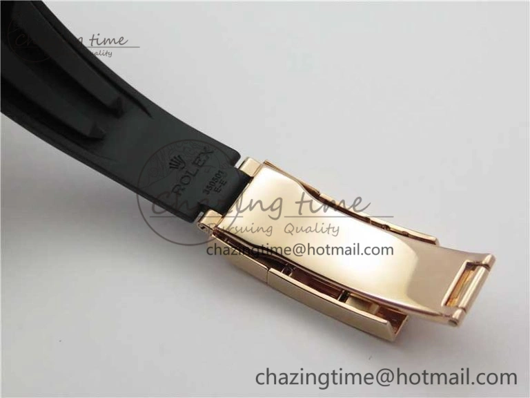 Yacht-Master 116655 RG Wrapped D1F 1:1 Best Edition Black Ceramic Bezel 904L Steel on Oysterflex Rubber Strap A2836