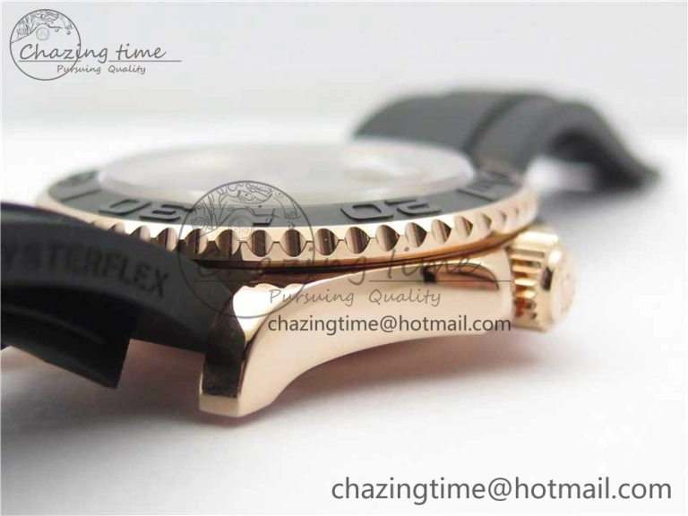 Yacht-Master 116655 RG Wrapped D1F 1:1 Best Edition Black Ceramic Bezel 904L Steel on Oysterflex Rubber Strap A2836