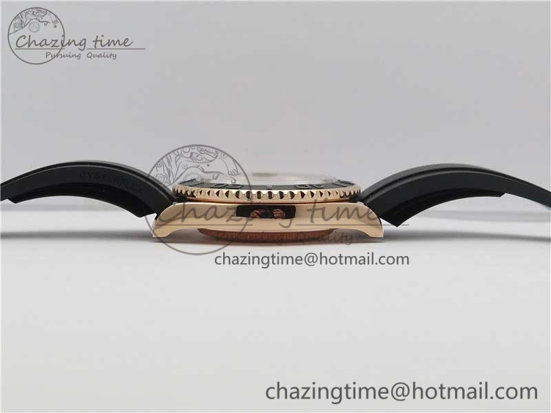 Yacht-Master 116655 RG Wrapped D1F 1:1 Best Edition Black Ceramic Bezel 904L Steel on Oysterflex Rubber Strap A2836