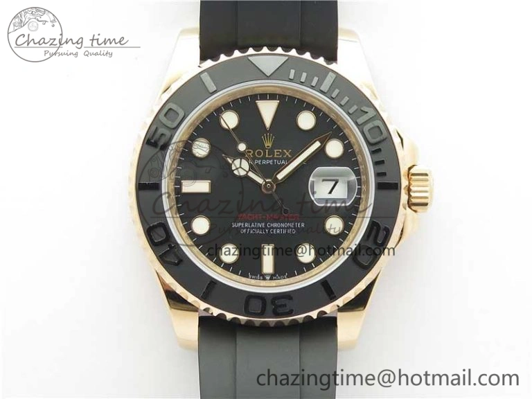 Yacht-Master 116655 UBF 1:1 Best Edition 3D Black Ceramic Bezel on Black Rubber Strap A2836(Free Extra Strap)