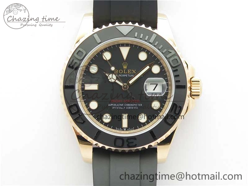 Yacht-Master 116655 UBF 1:1 Best Edition 3D Black Ceramic Bezel on Black Rubber Strap A2836(Free Extra Strap)