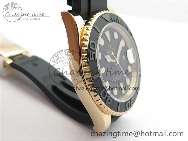 Yacht-Master 116655 UBF 1:1 Best Edition 3D Black Ceramic Bezel on Black Rubber Strap A2836(Free Extra Strap)