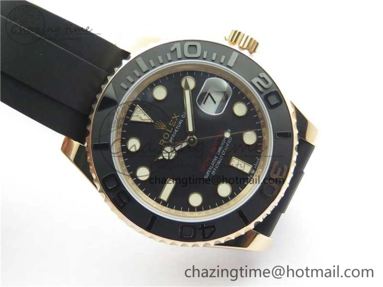 Yacht-Master 116655 UBF 1:1 Best Edition 3D Black Ceramic Bezel on Black Rubber Strap A2836(Free Extra Strap)