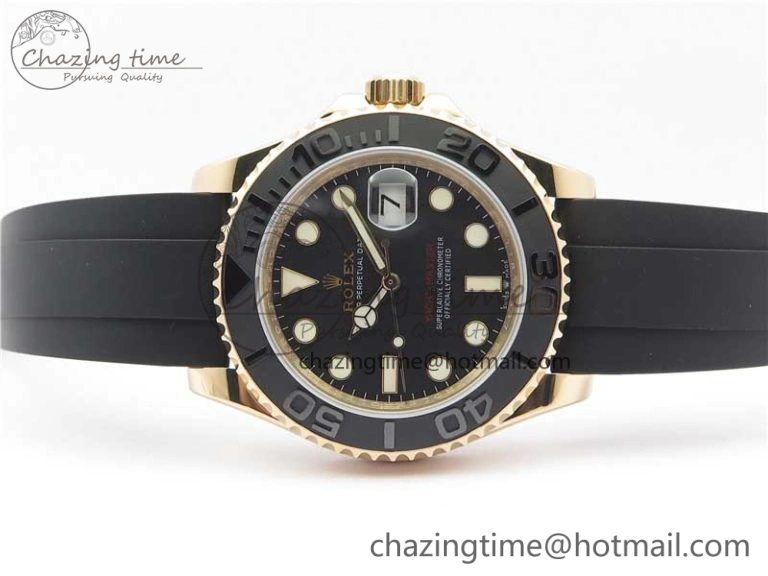 Yacht-Master 116655 UBF 1:1 Best Edition 3D Black Ceramic Bezel on Black Rubber Strap A2836(Free Extra Strap)