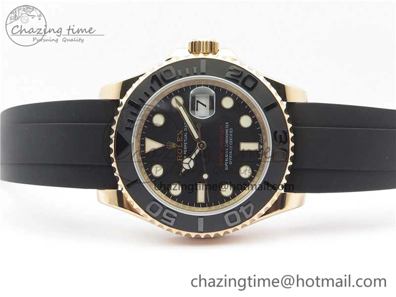Yacht-Master 116655 UBF 1:1 Best Edition 3D Black Ceramic Bezel on Black Rubber Strap A2836(Free Extra Strap)