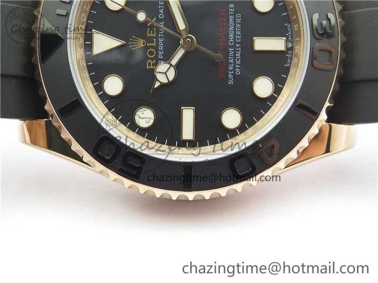 Yacht-Master 116655 UBF 1:1 Best Edition 3D Black Ceramic Bezel on Black Rubber Strap A2836(Free Extra Strap)