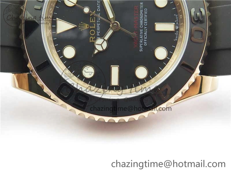 Yacht-Master 116655 UBF 1:1 Best Edition 3D Black Ceramic Bezel on Black Rubber Strap A2836(Free Extra Strap)