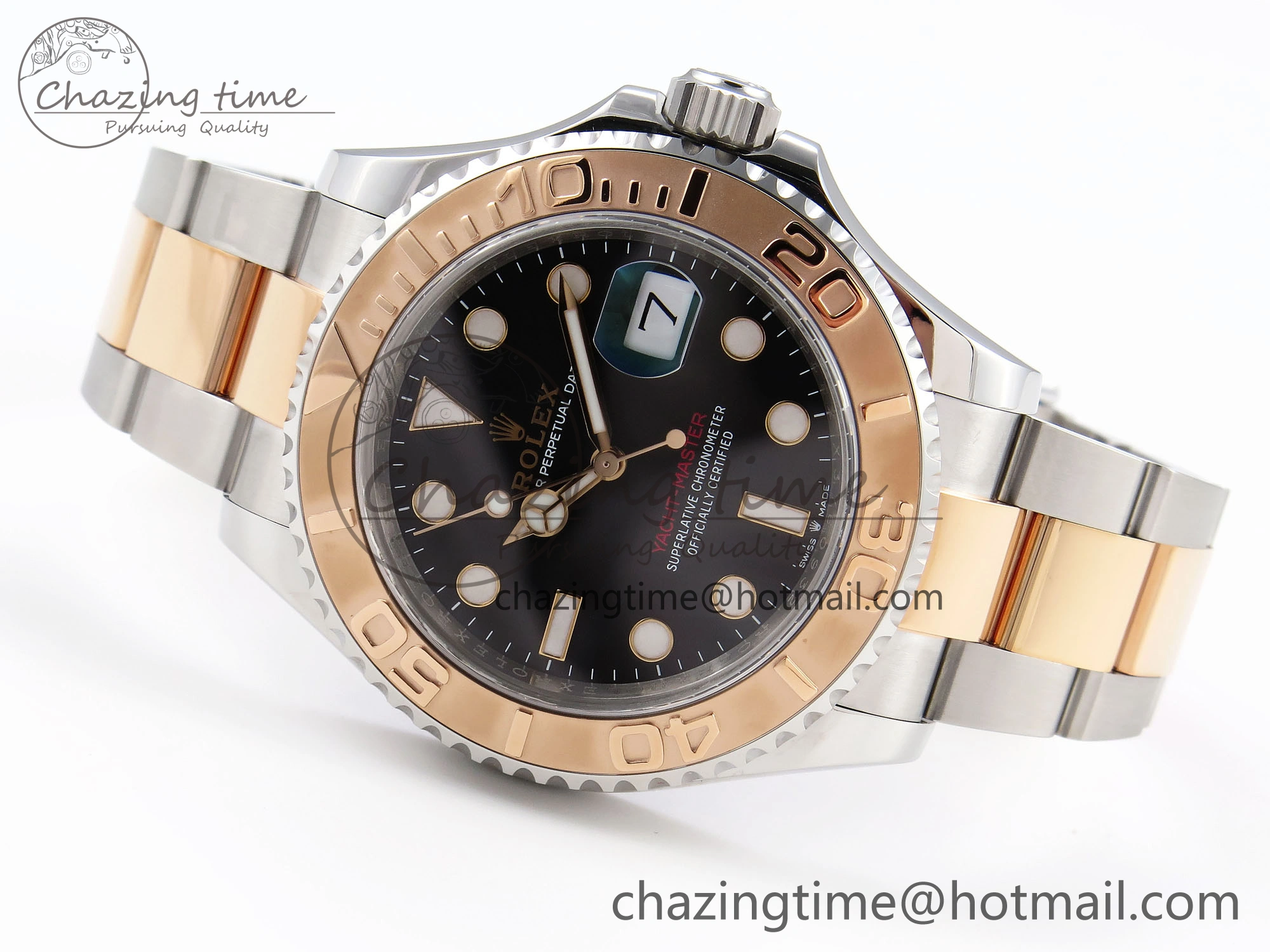 Yacht-Master 126621 SS RG 904L Steel VSF 1:1 Best Edition Black Dial on SS RG Bracelet VS3235